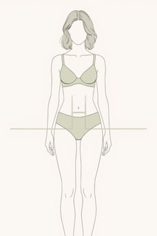 Illustration d’une femme à la morphologie en H, avec épaules, taille et hanches alignées, soulignée