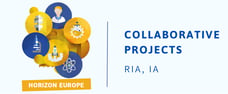image associated to innovation with the words "Collaborative Projects RIA, IA" and "Horizon Europe"