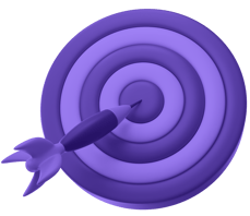 a purple target with a dart pointing at the center of a bullseye