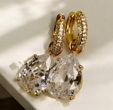 a pair of earrings with a gold earring