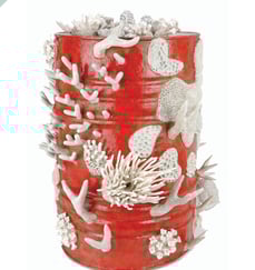 Courtney Mattison Turn the Tide Art Drum Coral Banner