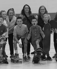 a group of children smiling