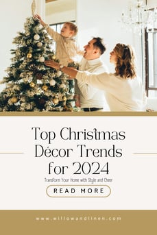 a woman and her son are looking at a christmas tree