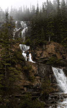 Banff elopement at a waterfall