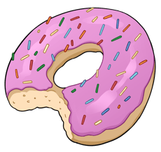 a donut with pink frosting and sprinkles