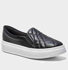 Slip On Beira Rio Casual Matelassê Feminino - Preto+Branco