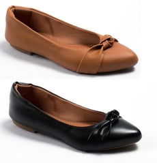 Kit 2 Pares Sapatilha Feminina Bico Fino Confort Social Moda - Preto+Caramelo