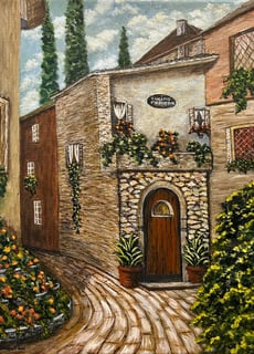 Cucina Romana, 2025, Acrylic on canvas, 14 x 11 x 3/4 inches  $200