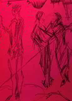 salsa dancers sketches drawings preparatory drawings
