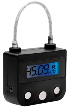 a lock with digital timer on the front to control when it unlocks