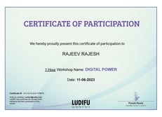 certificate of rajeev rajesh, Rajeev Rajesh