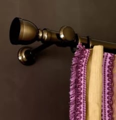 Tringle décorative et support en laiton pour rideaux avc anneaux