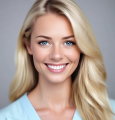 A realistic dental model displaying a full set of teeth fitted with orthodontic braces. The model is placed against a plain background, highlighting the intricate details of the braces and the gums.