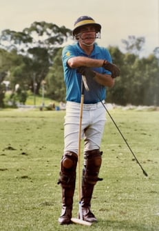 A contemplative polo player resting between chukkas by Peter Pickering