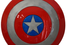 a red and white plate with a captain america shield shield shield shield
