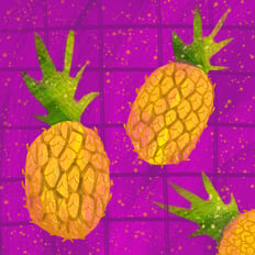 Digitalezeichnung von Ananas, impressionistische Rezeptillustrationen Editorial Bilderbuch Essensillustration 