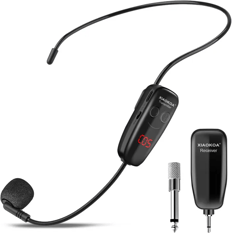 XIAOKOA Micrófono Inalámbrico de Diadema UHF Wireless con Pantalla Digital