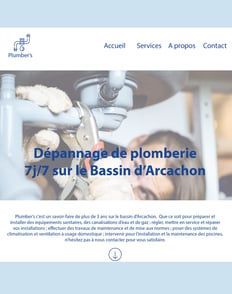 Page site internet créée pour un artisan plombier.