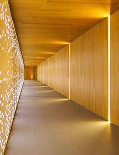 Image showcasing an Artistic gallery between Hotel rooms listed by Shark Hotels