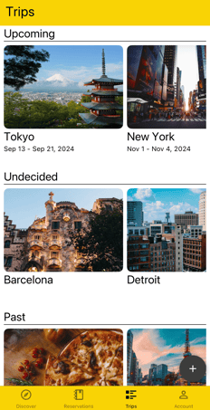 upcoming, undecided, and future trips on light theme