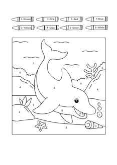 coloriage magique anglais mer dauphin