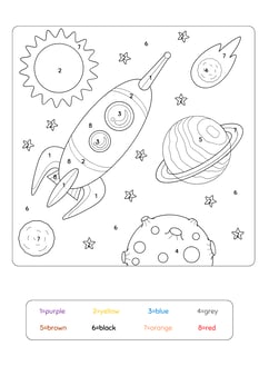 coloriage magique fusée anglais