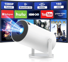 Quilted Northern Mini Proyector 4K 1080P Mini Proyector con WiFi y Bluetooth 5.0