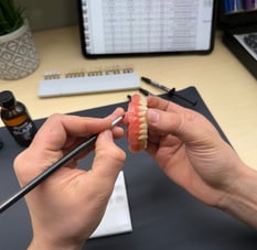 Picture with the process of crafting digital denture.