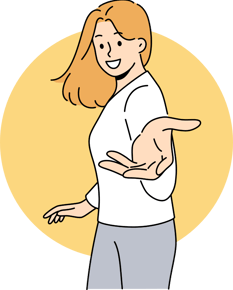 Mujer invitando a mejorar el español profesional con curso online.