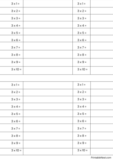 times table 3 writing practice worksheet