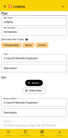 edit screen for a plan