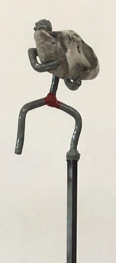 Hercul, height 138cm (with stand), Welded sculpture with steel and stone