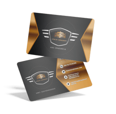 a business card with a gold foil foil foil