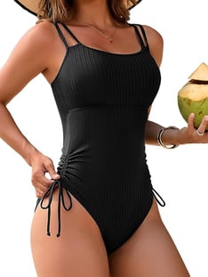Charmo Ribbed One-Piece Swimsuit – High Cut