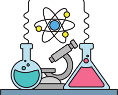 "Chemistry tuition icon featuring a beaker and chemical elements for personalized learning."