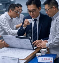 a man in a suit and tie is looking at a laptop