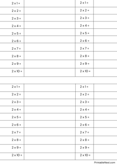 times table 2 writing practice worksheet