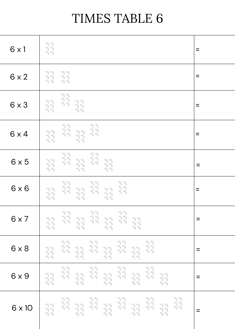 Free times table worksheet for children –6 multiplication practice sheet