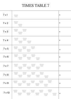 Free times table worksheet for children –7 multiplication practice sheet