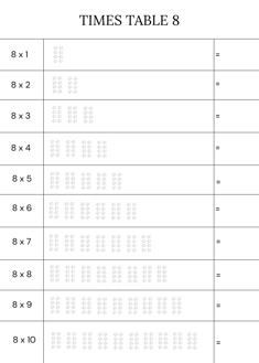Free times table worksheet for children –8 multiplication practice sheet