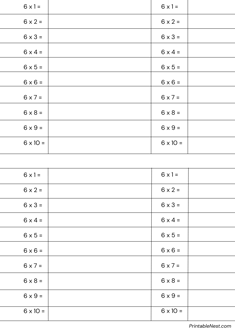 times table 6 writing practice worksheet