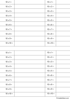 times table 10 worksheet practice for kids writing