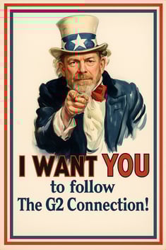 Andrew morphed with Uncle Sam stating that you should follow The G2 Connection