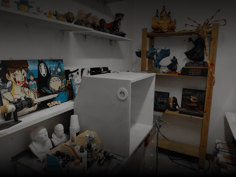 ART PLAY LAND workshop with 3D figures, painting booth, colors, and 3D printers