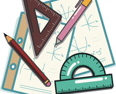 "Mathematics tuition symbol featuring a geometric shape and mathematical tools for learning."