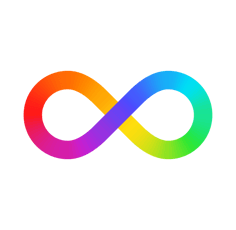 Neurodiversity rainbow coloured infinity symbol