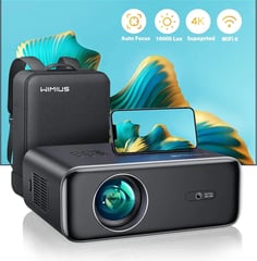 WiMiUS P62 Auto Focus/Keystone, Proyector 4K WiFi Bluetooth 33000 Lúmenes 