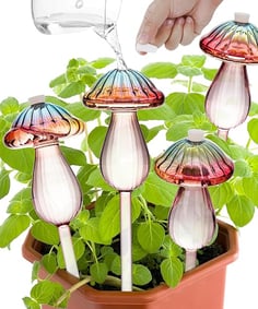 Plant Watering Globes Mushroom, Rainbow Gradient Color Plant Watering Devices, Self Watering Planter