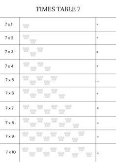 times-table 7 worksheet