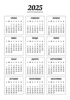 Calendario anual 2025 para imprimir gratis
